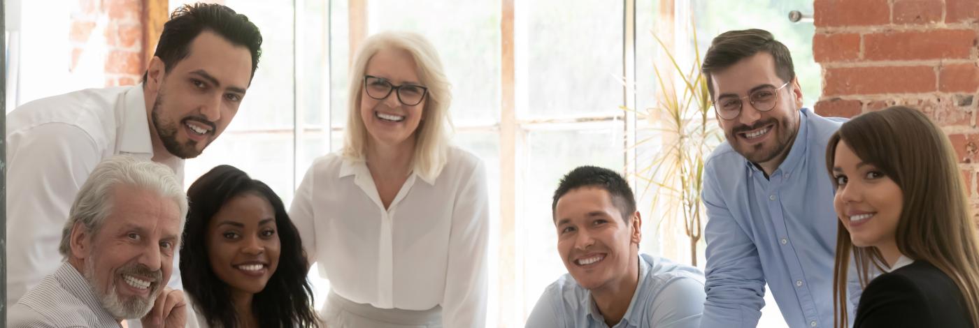 Group of coworkers smiling together