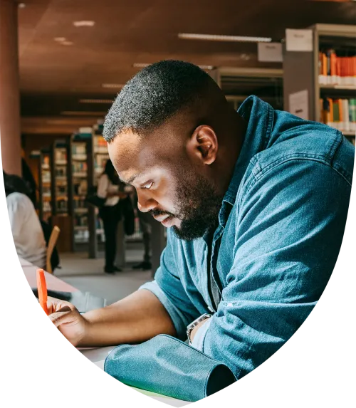 African American man studying for his undergraduate degree